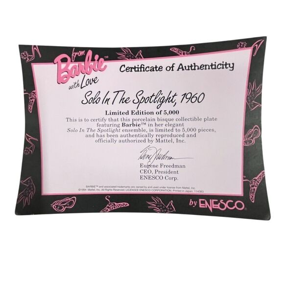 Barbie "Solo in the Spotlight" 1960 Collector Plate by Enesco - Picture 3 of 3